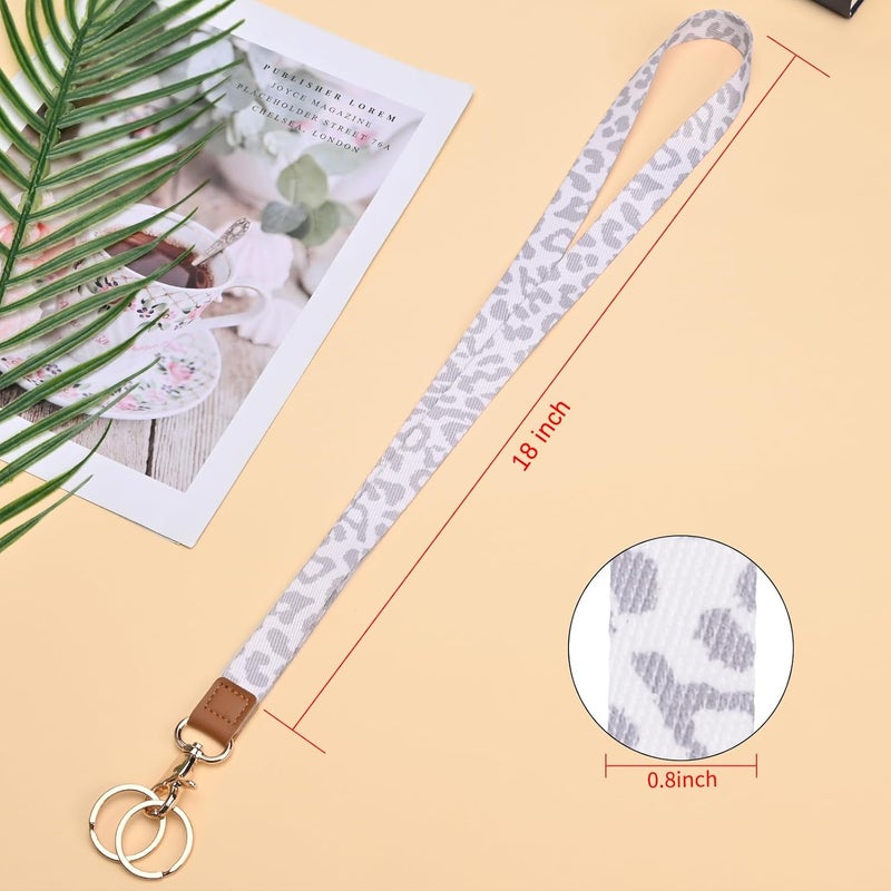 Knagsfa Lanyards for Keys, Neck Lanyards for ID Badges with Metal Hook, Cute Keychain Lanyard for Women, Apricot Leopard - Image 2